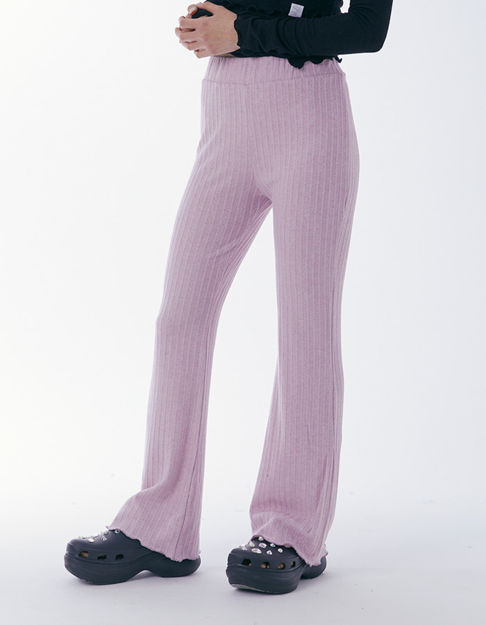 Twinkle knit boots cut banding Pants [Pink]