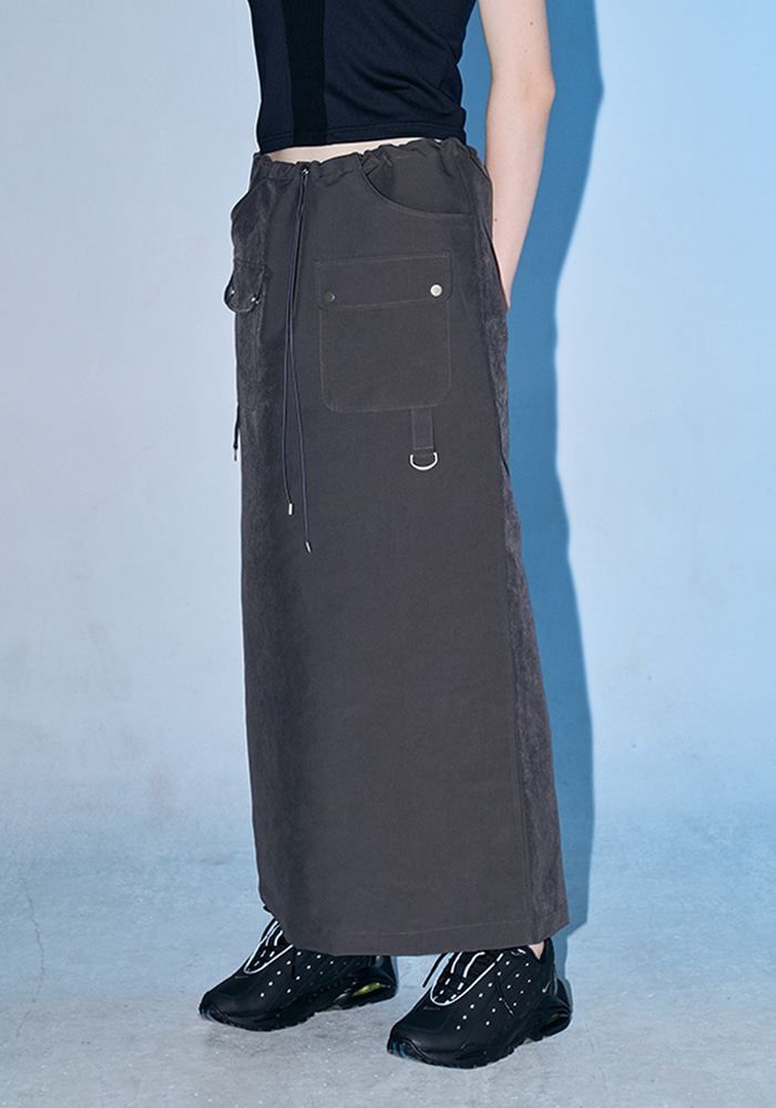 Maxi utility cargo Skirt [Charcoal]